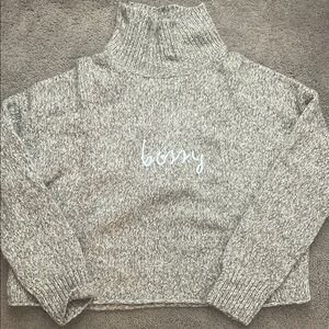 Bossy Taupe Cropped Women's Sweater
